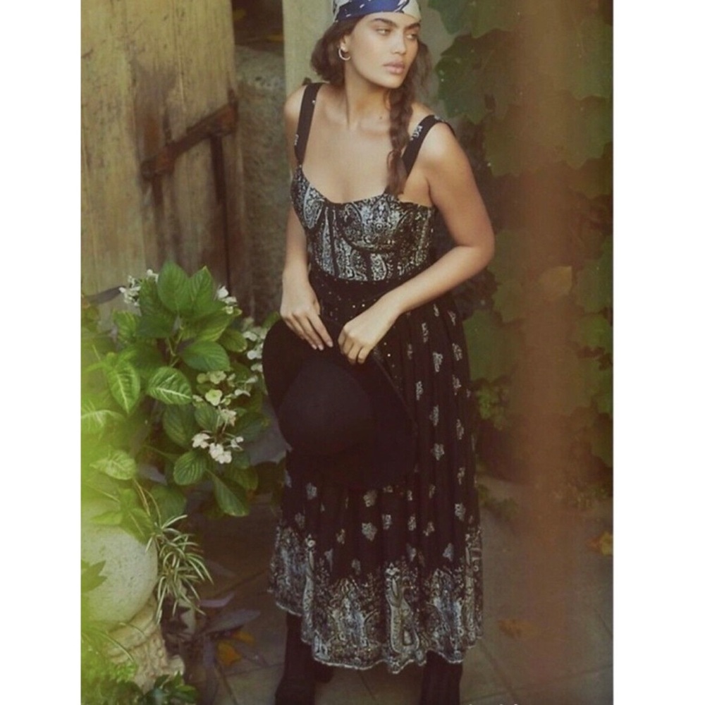Anthropologie Forever That Girl Black and White
Beaded Maxi Dress. NWOT